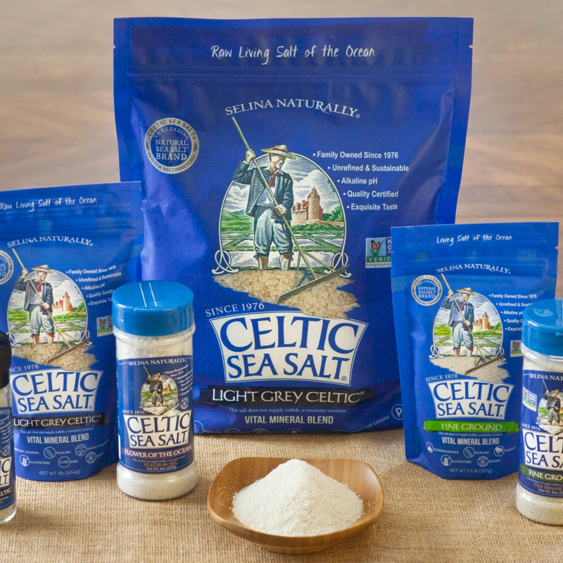 Salt i olika förpackningar från Celtic Sea Salt